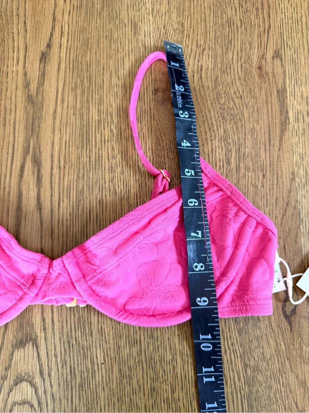 L*Space Missy Bikini Top Pink Textured Underwire Size S NWT
